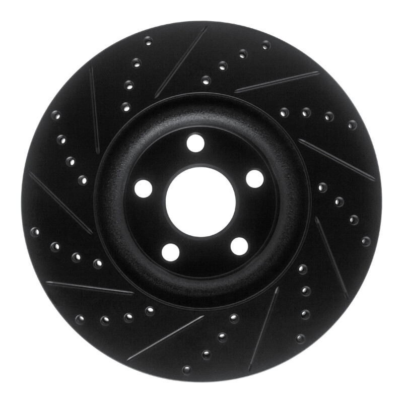 Lincoln MKZ Brake Rotor (1) - Front Right - R1 Concepts - Drilled & Slotted - Black - `17-`20